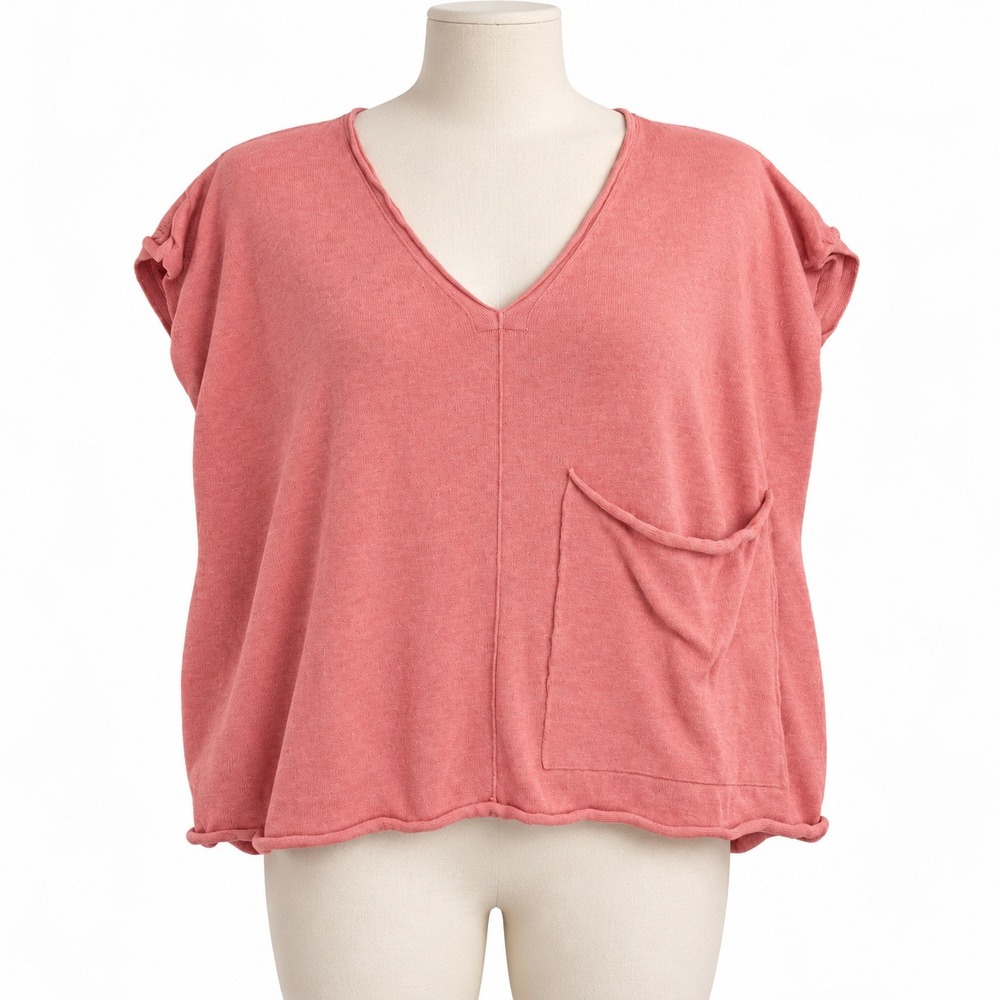 Eileen Fisher Top XS Pink Linen Cotton Boxy Minimalist Quiet Luxury Lagenlook
